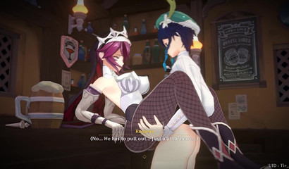 Rosaria girl has sex with a guy Venti in the porn cartoon Genshin Impact