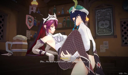 Rosaria girl has sex with a guy Venti in the porn cartoon Genshin Impact