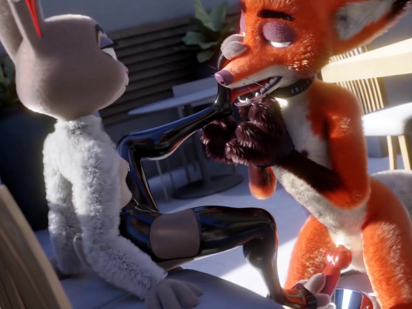 Latex Porn Disney - Judy bunny in latex jerks off a fox member from Zveropolis\