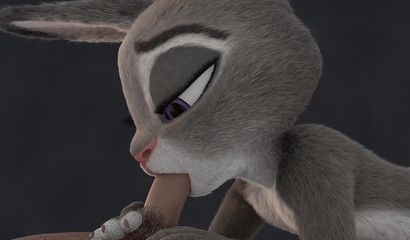 Cute bunny from Zveropolis makes a gentle blowjob to a hairy man