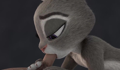 Cute bunny from Zveropolis makes a gentle blowjob to a hairy man