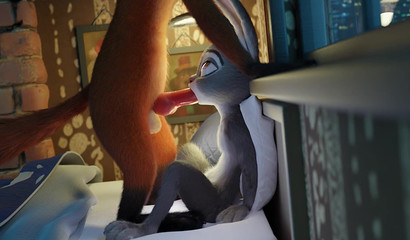 Nick Wilde fucks a cute bunny Judy Hops deep in the mouth in a sex cartoon