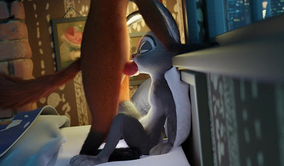 Nick Wilde fucks a cute bunny Judy Hops deep in the mouth in a sex cartoon