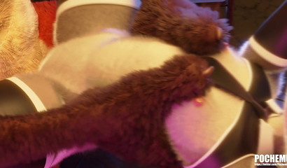 Nick Wilde caresses the nipples of Judy Hops bunny during sex in a porn cartoon