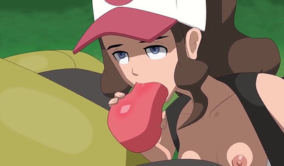 Brunette Mei sweetly sucks Pokemon's big dick, hentai porn