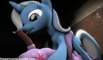 Blue unicorn Trixie loves to lick friends' dicks, My Little Pony porn cartoon