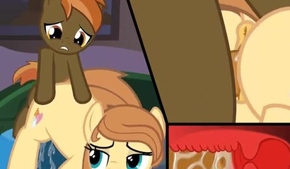 Young horses from the cartoon My Little Pony play with a vibrator and learn sex