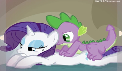 White horse Rarity fucks for money with Spike, porn cartoon My Little Pony