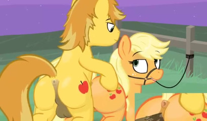 Cartoon horse Applejack loses anal virginity on a farm