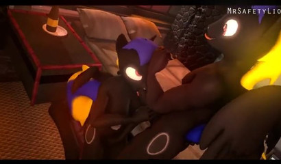 3D porn cartoon My Little Pony with dark-skinned unicorns