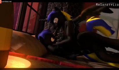 3D porn cartoon My Little Pony with dark-skinned unicorns