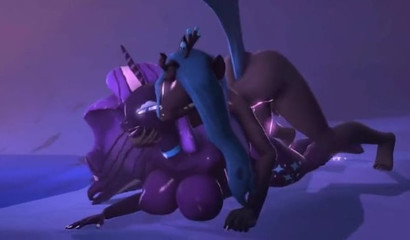 Busty MLP futa fucks cartoon unicorn hard by taking her throat
