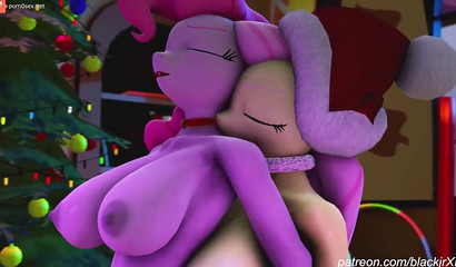 New Year's 3D porn with MLP FUTA FLUTTERSHY and her purple girlfriend