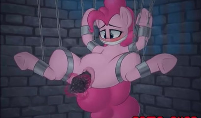 Shackled horse Pinkie Pie gets her pussy raped, cartoon BDSM porn