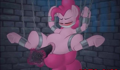 Shackled horse Pinkie Pie gets her pussy raped, cartoon BDSM porn