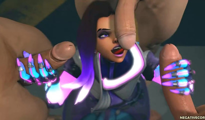 Cartoon cutting of porn with characters of popular computer games