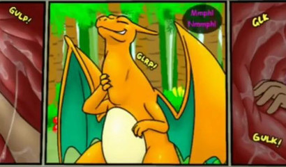 Huge Pokemon Chirizard caught and ate a sexy girl