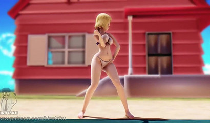 3D beauty Android 18 and her hot dance in a swimsuit