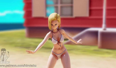 3D beauty Android 18 and her hot dance in a swimsuit