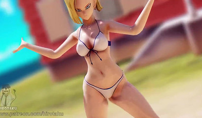 3D beauty Android 18 and her hot dance in a swimsuit