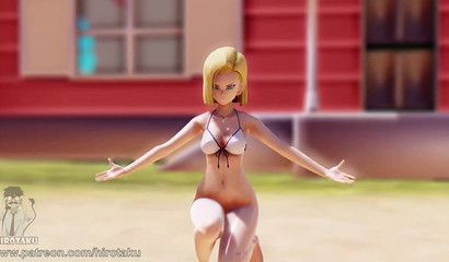 3D beauty Android 18 and her hot dance in a swimsuit