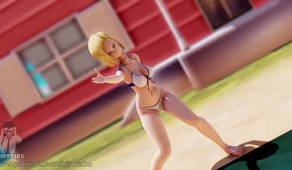 3D beauty Android 18 and her hot dance in a swimsuit