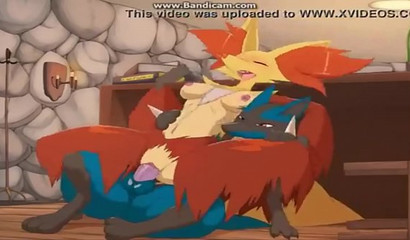 Pokemon Delfox, Lucario ile seks yaptıktan sonra amcığından sperm aldı