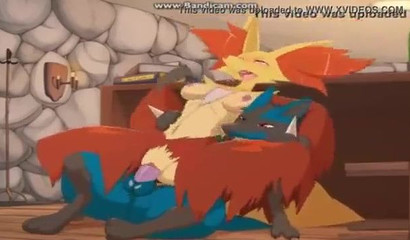 Pokemon Delfox, Lucario ile seks yaptıktan sonra amcığından sperm aldı