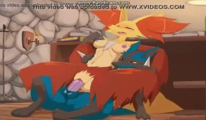 Pokemon Delfox, Lucario ile seks yaptıktan sonra amcığından sperm aldı