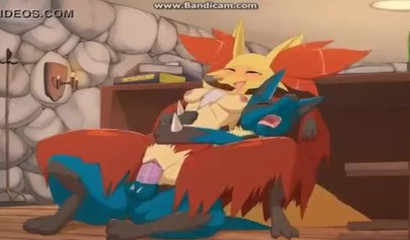 Pokemon Delfox, Lucario ile seks yaptıktan sonra amcığından sperm aldı