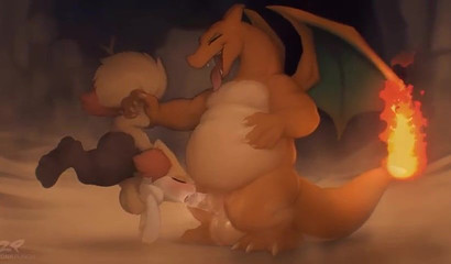 狐狸精Breaksen吸龙Chirizard的巨大的阴茎从XXX卡通