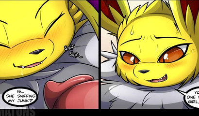Funny XXX comic with fluffy Pokemon