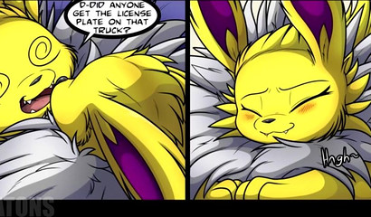 Funny XXX comic with fluffy Pokemon