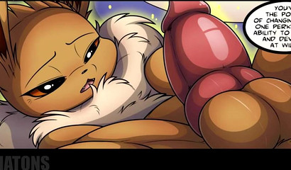 Funny XXX comic with fluffy Pokemon