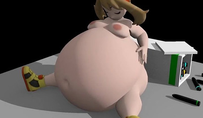 Pokemon Trainer Mae's belly transforms into a balloon