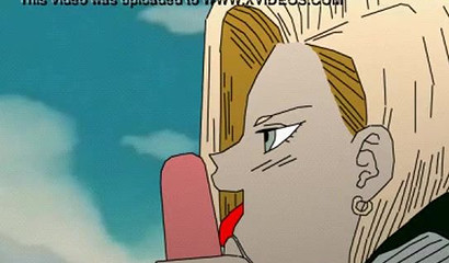 Blonde Android 18 forces a bound guy Trunks to have sex