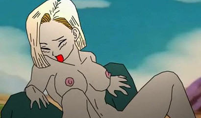 Blonde Android 18 forces a bound guy Trunks to have sex