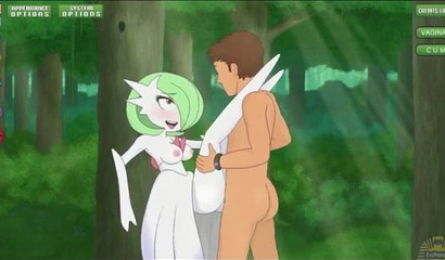 Sex in the forest with Pokemon Gardevoir in a porn flash game