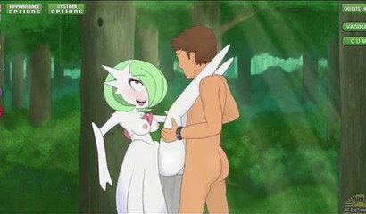 Sex in the forest with Pokemon Gardevoir in a porn flash game