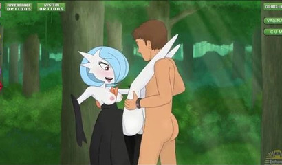 Sex in the forest with Pokemon Gardevoir in a porn flash game