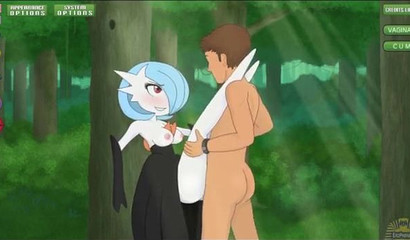 Sex in the forest with Pokemon Gardevoir in a porn flash game