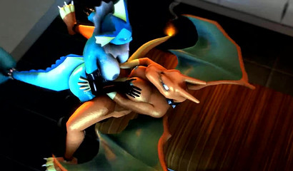 Pokemon marin avec futanari bite baise Chirizard sur la table