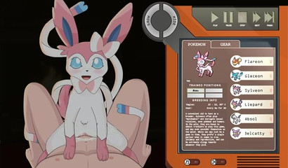 Sex in the pose of a rider with Sylveon in a porn flash game based on Pokemon"