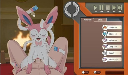 Sex in the pose of a rider with Sylveon in a porn flash game based on Pokemon"