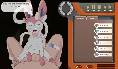 Pokemon Sylveon Porn - Sex in the pose of a rider with Sylveon in a porn flash game based on