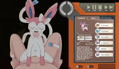 Sex in the pose of a rider with Sylveon in a porn flash game based on Pokemon"