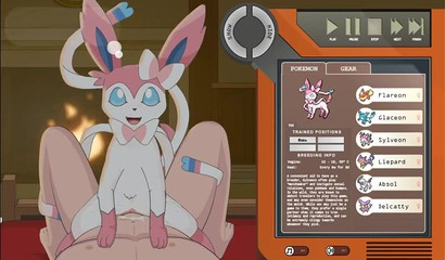 Sex in the pose of a rider with Sylveon in a porn flash game based on Pokemon"