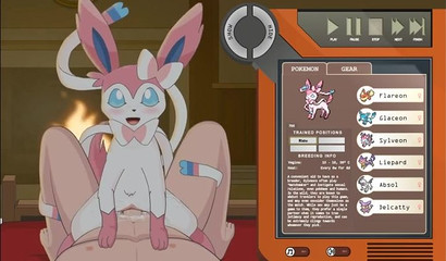 Sex in the pose of a rider with Sylveon in a porn flash game based on Pokemon"