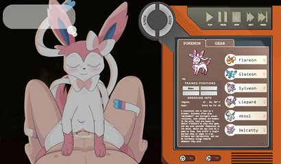 Sex in the pose of a rider with Sylveon in a porn flash game based on Pokemon"