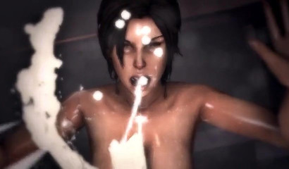 Adventurer Lara Croft burps with cum